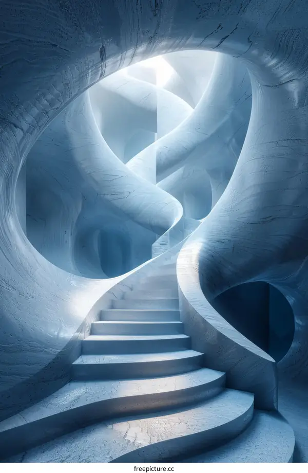 Marble Cave with Surreal Spiral Staircase