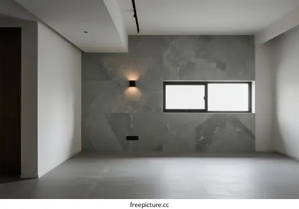 Modern empty room with concrete wall and large window