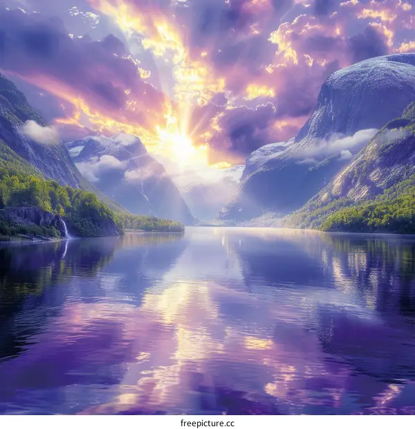 fantasy landscape with mountains and lake