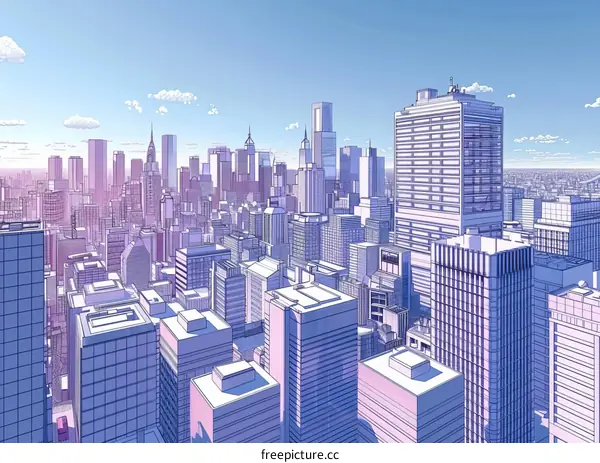 Modern City Skyline Artistic Illustration