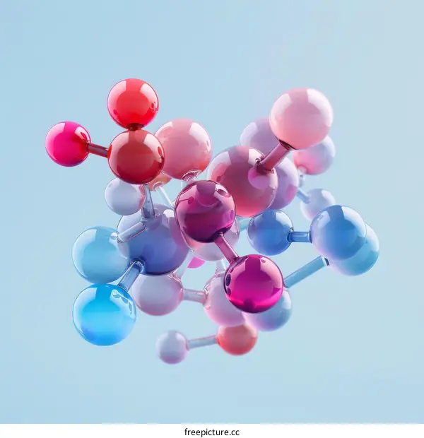 3D illustration of a colorful molecule model