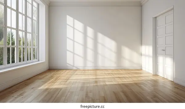 Empty Room with Sunlight and Large Window