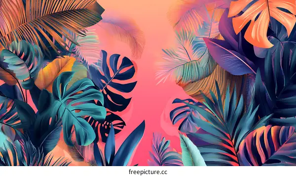 Tropical Leaves Background Art Design