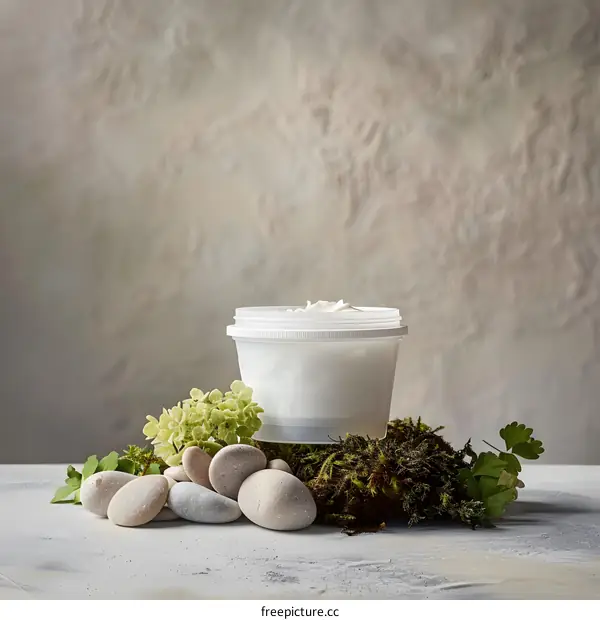 Natural Beauty Cream with Stones and Moss