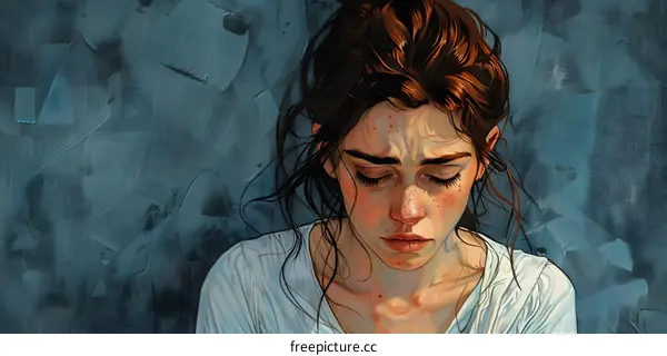 Portrait of a young woman with freckles and brown hair