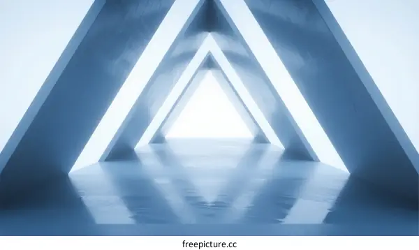 Abstract Geometric Architecture with Bright Light in Corridor