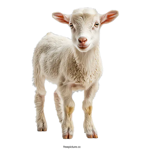 [Transparent Background PNG]Adorable Baby Lamb Portrait Against White Background