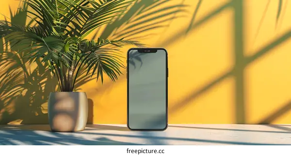 Phone Mockup With Palm Tree and Sunlight Shadows