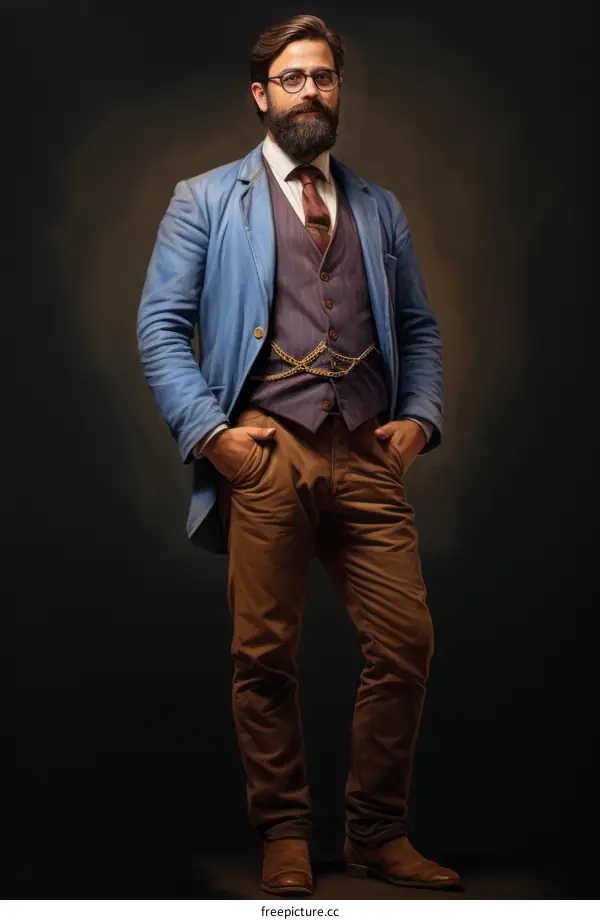 Confident man in period clothing