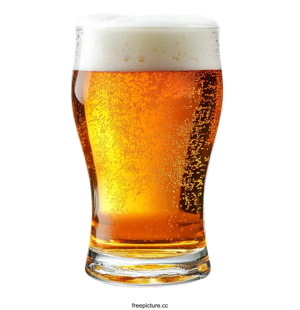 [Transparent Background PNG]Close Up of a Glass of Beer with Froth