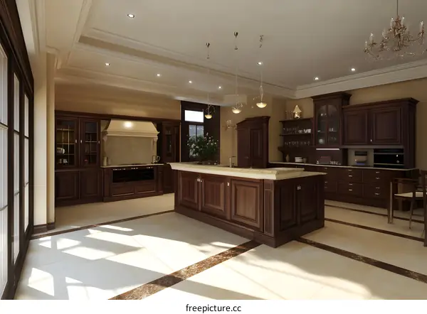 Modern Kitchen Interior Design with Dark Wood Cabinets