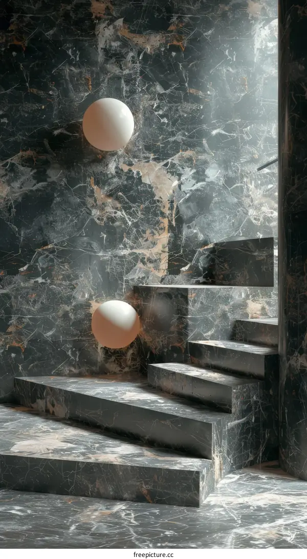 Abstract Modern Marble Stairway Design