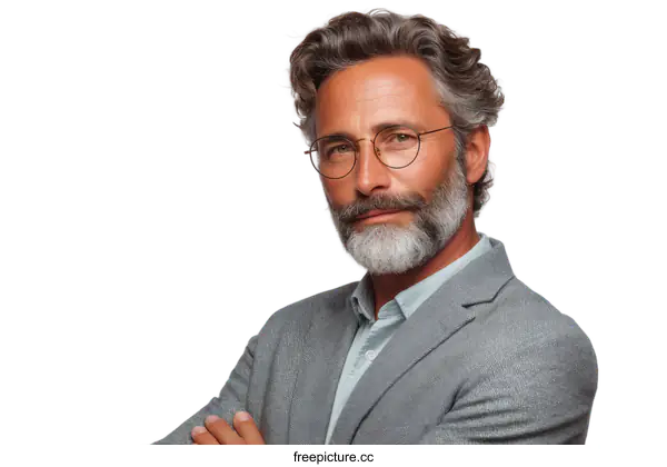 [Transparent Background PNG]Mature Caucasian Man in Business Suit Portrait