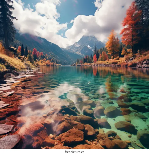 Stunning Mountain Lake in Autumn
