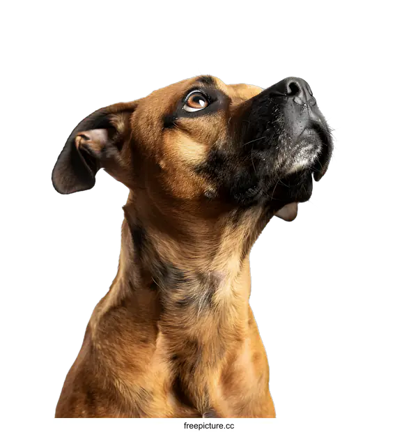 [Transparent Background PNG]Brown Dog Looking Up with White Background