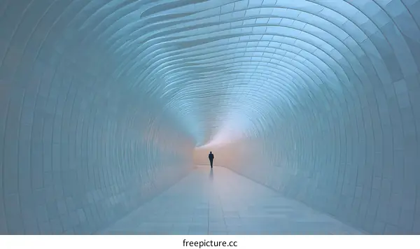 Modern Architecture Tunnel with a Single Person
