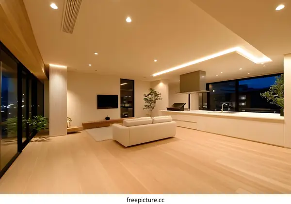 Modern Minimalist Living Room Interior Design with Wooden Floor