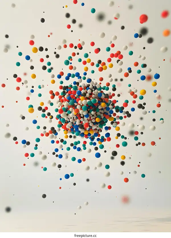 Abstract Colorful Sphere Background with Flying Balls