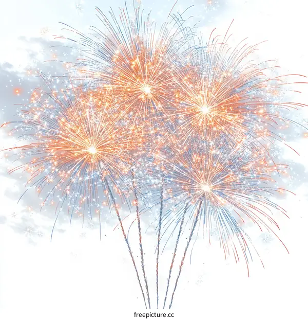 Beautiful Fireworks Display Against a White Background