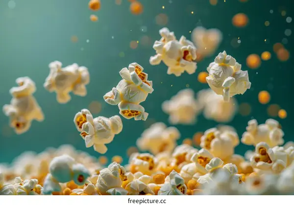 A delicious snack of freshly popped popcorn.