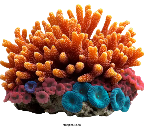 [Transparent Background PNG]Colorful Coral Reef Close-up