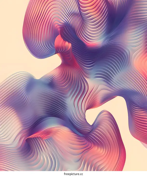 Abstract 3D Swirls With Lines in Pink and Blue