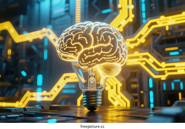 Light Bulb with Brain Structure Representing Innovation Concept