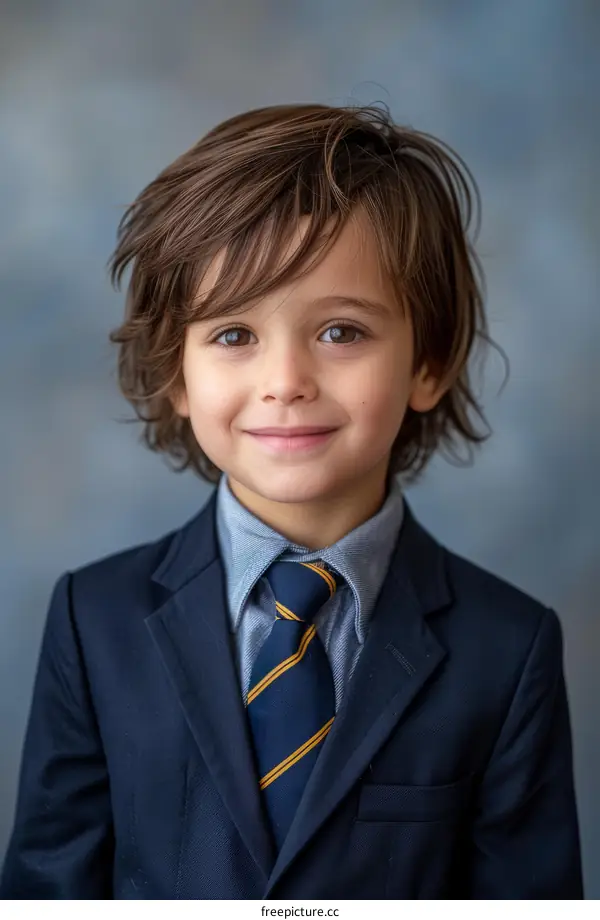 Formal Portrait of a Young Boy in a Suit and Tie