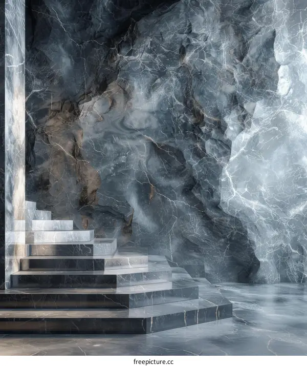 Modern Marble Stairway Design Illustration