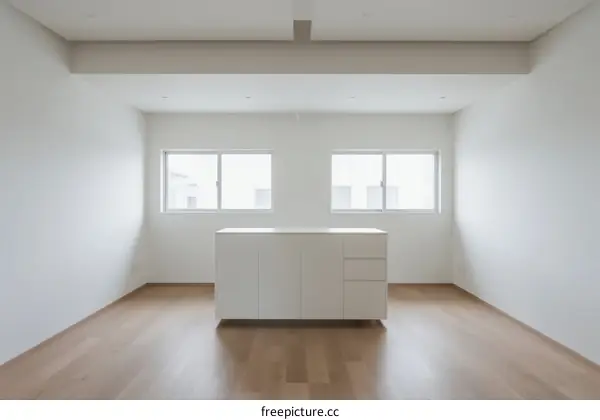 Modern empty room with white walls and wooden floor