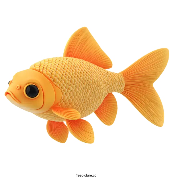 [Transparent Background PNG]Cute Cartoon Goldfish Illustration on White Background