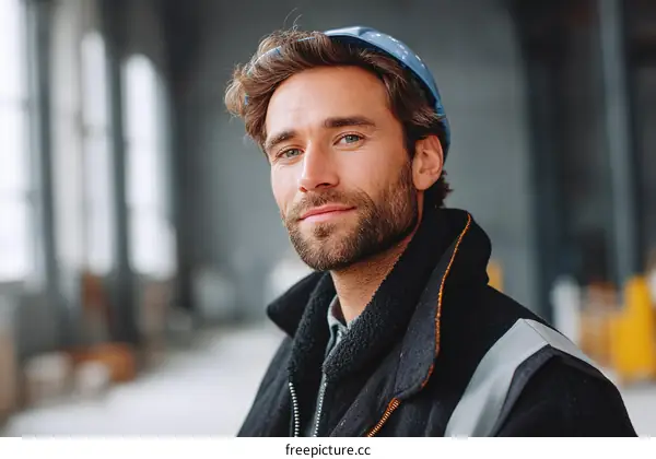 Construction Worker Portrait in Industrial Setting