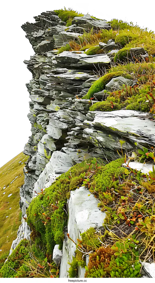 [Transparent Background PNG]Close Up of Rock Formation Covered in Moss