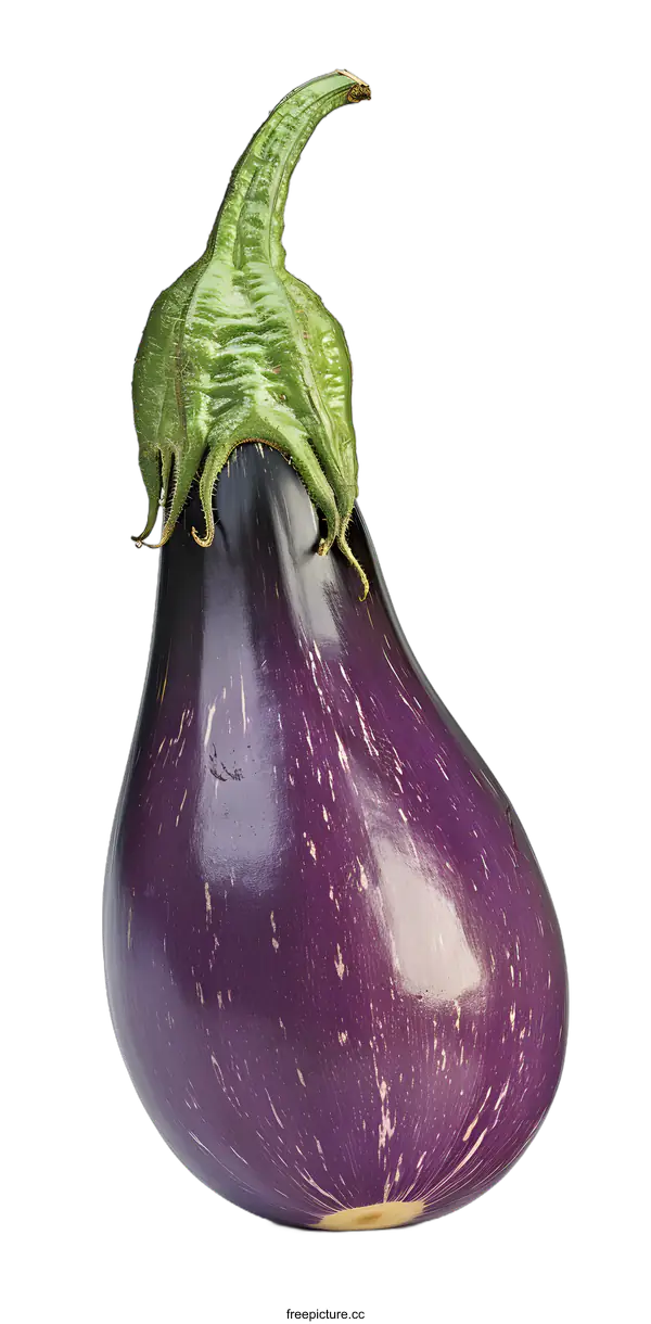 [Transparent Background PNG]Single Purple Eggplant Isolated on White Background