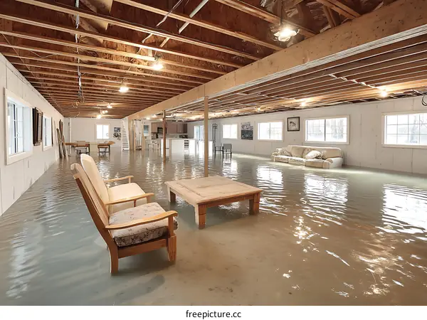 Basement Flooding Disaster Scene