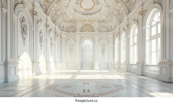 Elegant White Palace Hall Interior Design