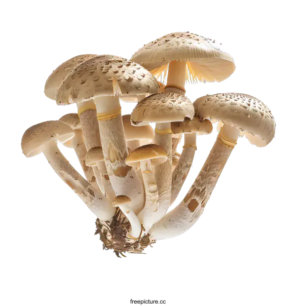 [Transparent Background PNG]Cluster of Brown Mushrooms with White Background
