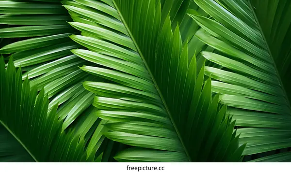 Lush Green Palm Tree Leaves