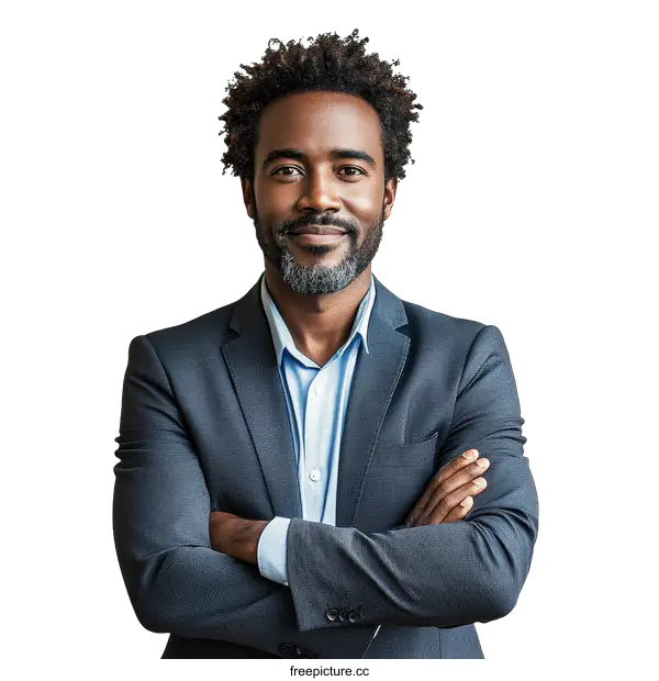 [Transparent Background PNG]Confident Businessman Portrait