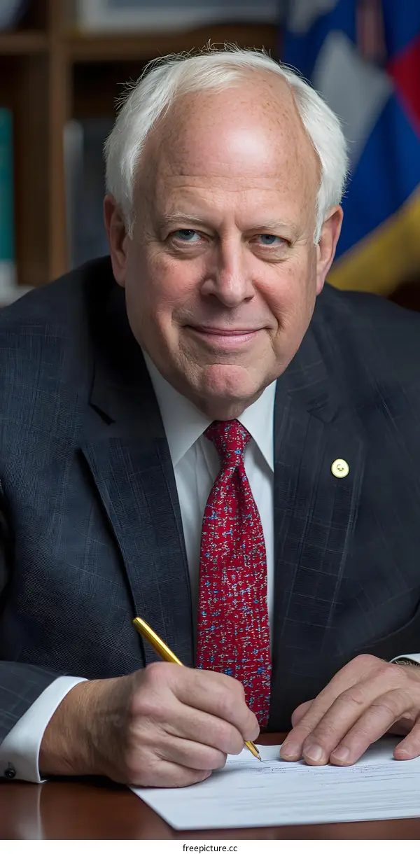 Caucasian Man in Suit Signing a Document