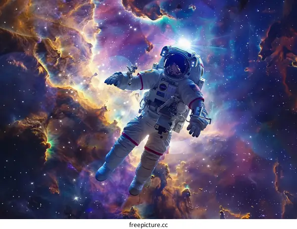 Lone Astronaut Exploring the Depths of Outer Space