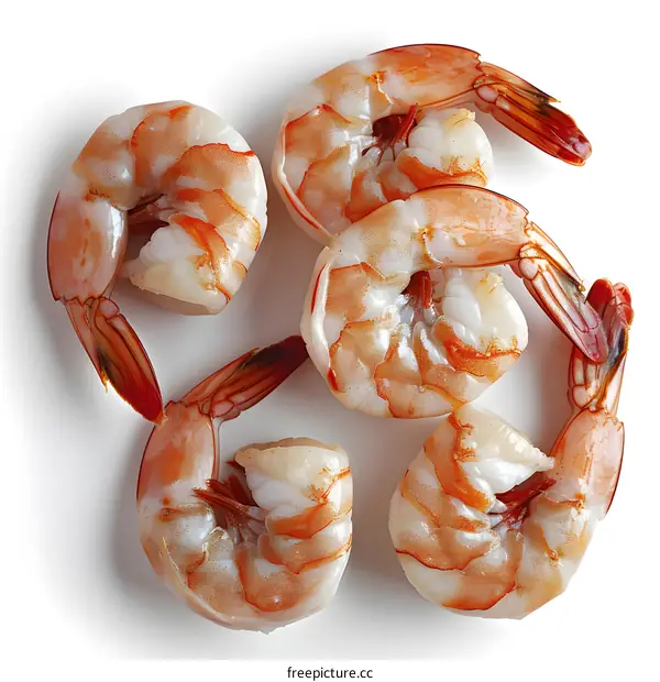 Cooked Shrimps on White Background