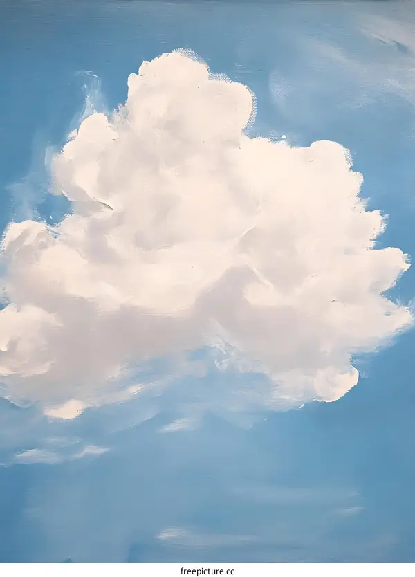 Abstract Painting of White Cloud in Blue Sky