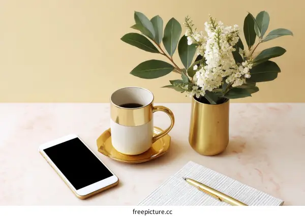 Gold and White Coffee Table Decor