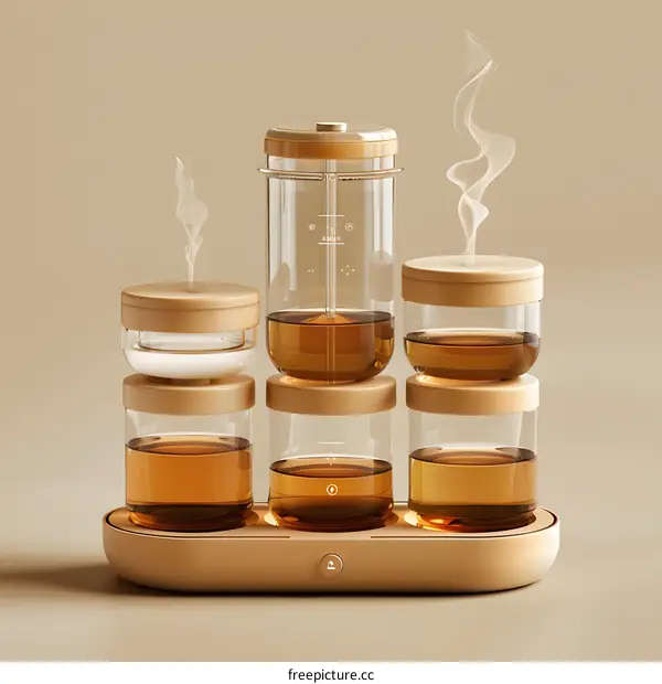 Modern Glass Teapot With Warm Golden Base