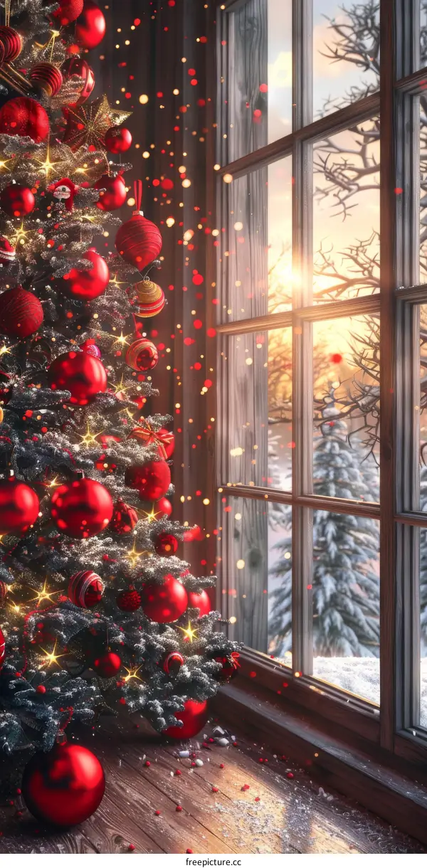 Christmas Tree with Presents and Decorations