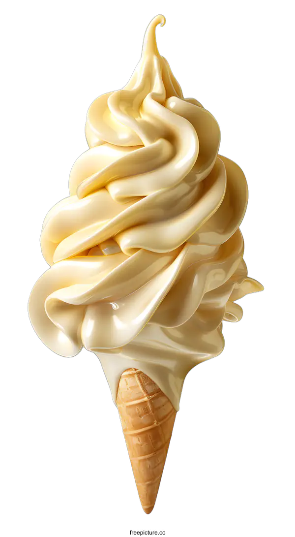 [Transparent Background PNG]Vanilla soft serve ice cream cone