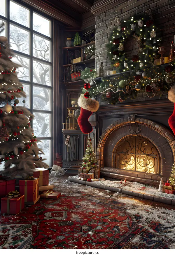 Fireplace and Christmas tree