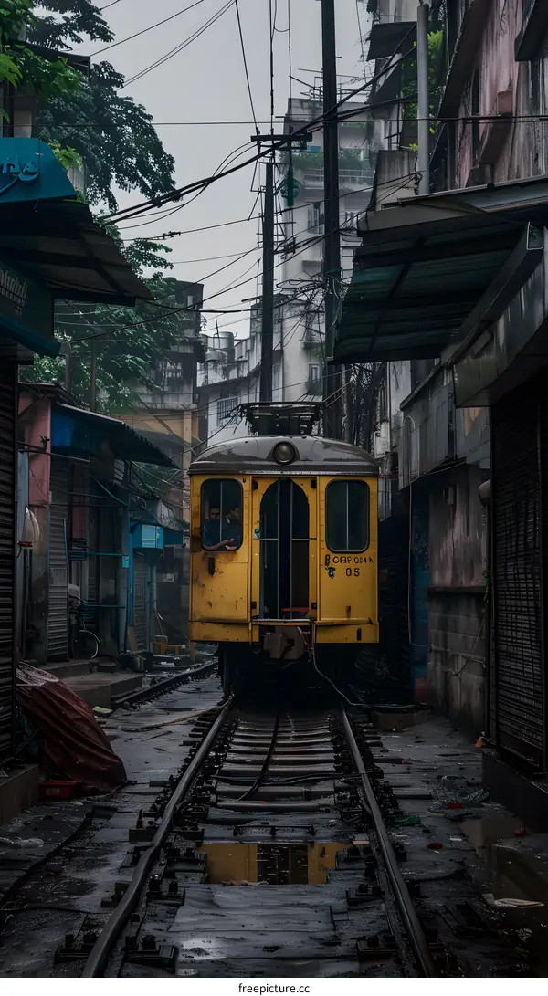 Train Tracks in Urban Alley