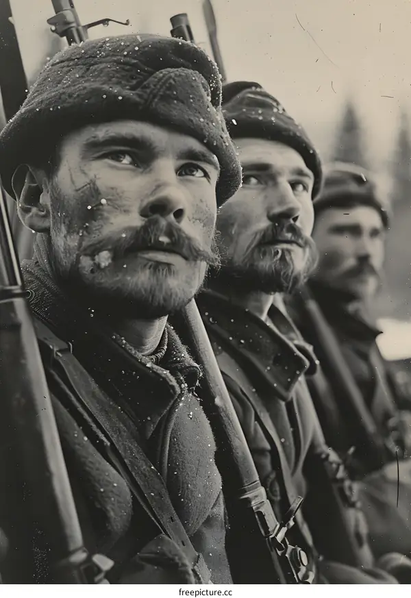 A group of soldiers from the Finnish Civil War pose for a photograph.
